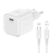 Nabíjacia súprava 2v1 SWISSTEN pre Apple iPhone / iPad - 35 W + kábel USB-C / Lightning - 1,2 m - biela