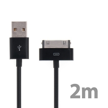 Synchronizační a nabíjecí kabel s 30pin konektorem pro Apple iPhone / iPad / iPod - silný - černý - 2m