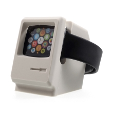 Nabíjecí stojánek pro Apple Watch ve stylu Macintosh počítače - silikonový - bílý