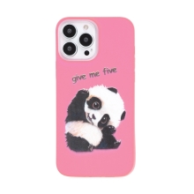 Kryt pro Apple iPhone 13 Pro Max - roztomilá panda - gumový - růžový