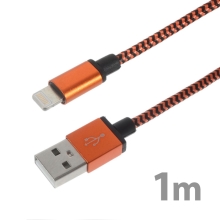Synchronizační a nabíjecí kabel Lightning pro Apple zařízení - tkanička - oranžový - 1m