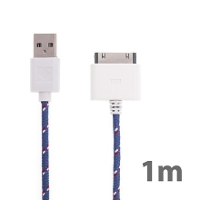 Synchronizační a nabíjecí kabel s 30pin konektorem pro Apple iPhone / iPad / iPod - tkanička - fialový - 1m