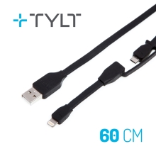 Synchronizažní a nabíjecí kabel TYLT 2v1 - Lightning MFi + Micro USB - 60cm - černý