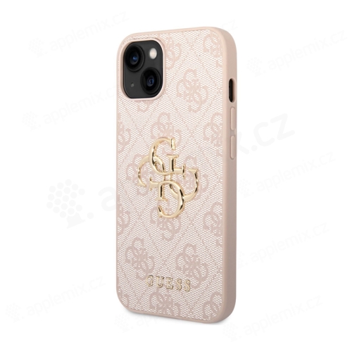 Kryt GUESS 4G Metal pro Apple iPhone 14 Plus - umělá kůže - růžový