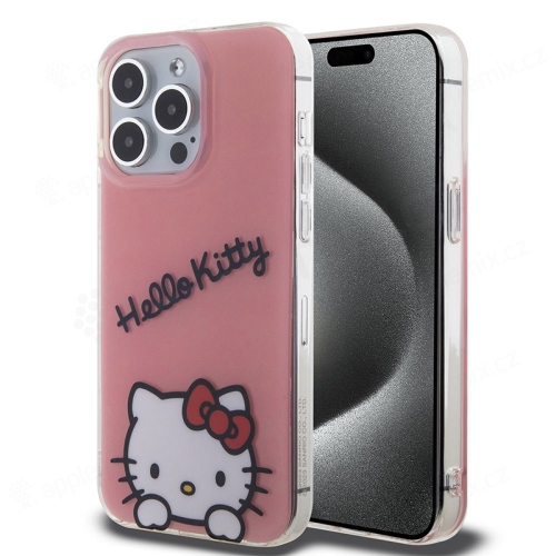 Kryt HELLO KITTY pre Apple iPhone 15 Pro Max - Logo Daydreaming - plast/guma - ružový