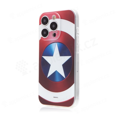 Kryt MARVEL pre Apple iPhone 15 Pro - Captain America - gumový - červený