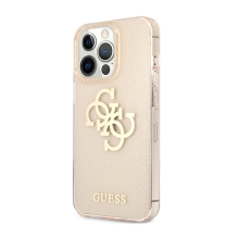 Kryt GUESS 4G pro Apple iPhone 13 Pro - se třpytkami - gumový - zlatý