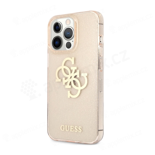 Kryt GUESS 4G pre Apple iPhone 13 Pro - s trblietkami - gumový - zlatý