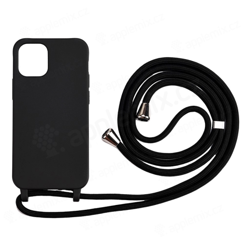 Kryt pre Apple iPhone 12 mini + farebná šnúrka - gumový - čierny