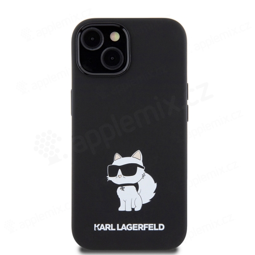 Kryt KARL LAGERFELD pre Apple iPhone 15 - cat Choupette NFT - silikónový - čierny