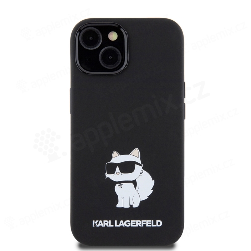 Kryt KARL LAGERFELD pro Apple iPhone 15 - kočka Choupette NFT - silikonový - černý