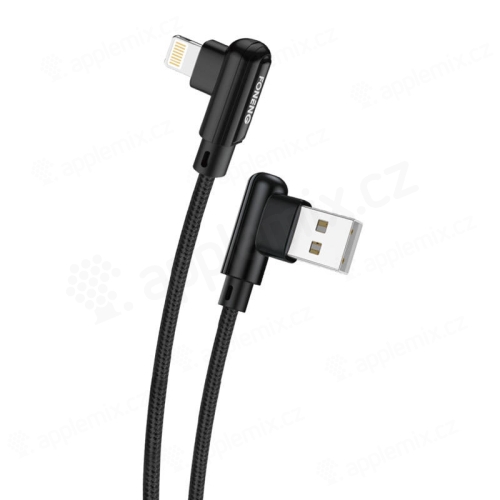 Synchronizační a nabíjecí kabel FONENG - Lightning pro Apple zařízení - USB-A - tkanička - 1m - lomený - černý