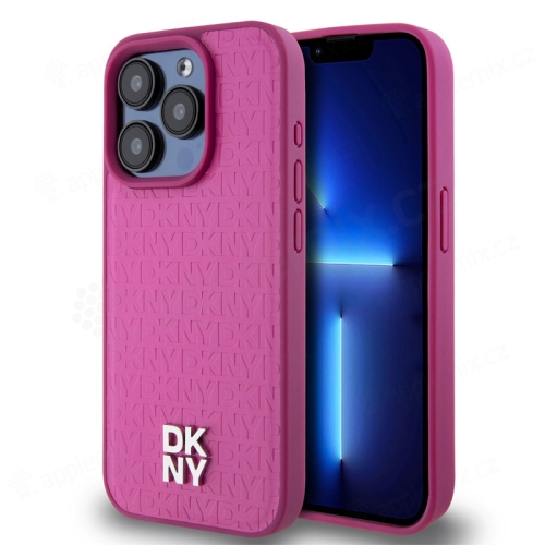 Kryt DKNY PU Leather Repeat Pattern Stack Logo Magsafe pro Apple iPhone 15 Pro - růžový