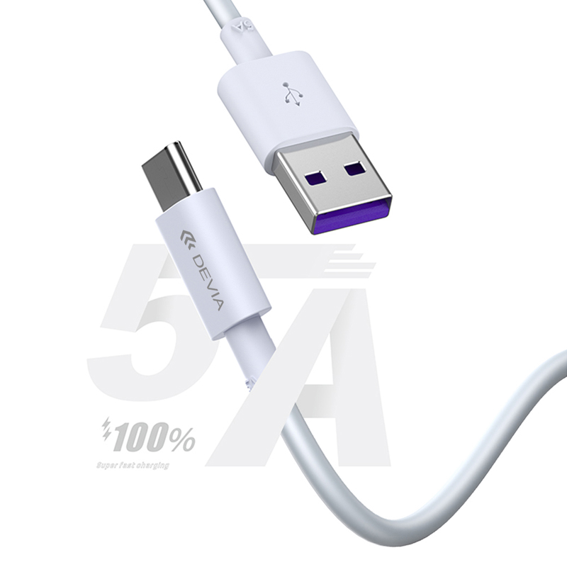 Synchronizační a nabíjecí kabel DEVIA - USB-C - USB-A - 1,5m - bílý