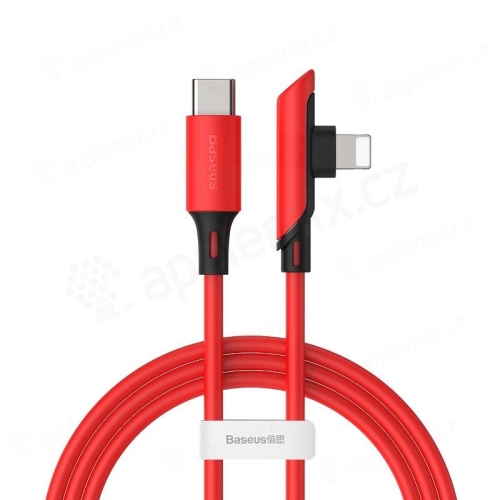 Synchronizační a nabíjecí kabel BASEUS - Lightning pro Apple zařízení - USB-C - lomený - 1,2m - červený