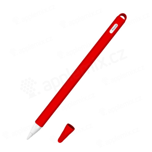 Puzdro pre Apple Pencil 2 - remienok + kryt - silikónové - červené