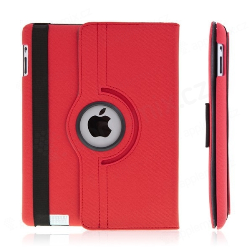 360° otočný ochranný kryt a držák pro Apple iPad 2. / 3. / 4.gen. - červený