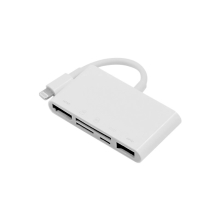 Přepojka / redukce pro Apple iPhone / iPad - Lightning na 2x USB-A + SD / Micro SD + Lightning - bílá