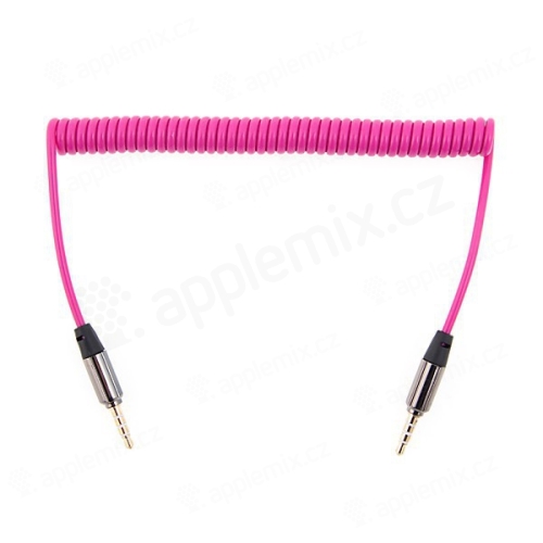 Špirálový flexibilný audio kábel jack 3,5 mm pre Apple iPhone / iPad / iPod a iné zariadenia - ružový