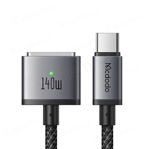 Napájací kábel MCDODO Magsafe 3 na USB-C pre Apple MacBook - čipka - čierny - 2 m