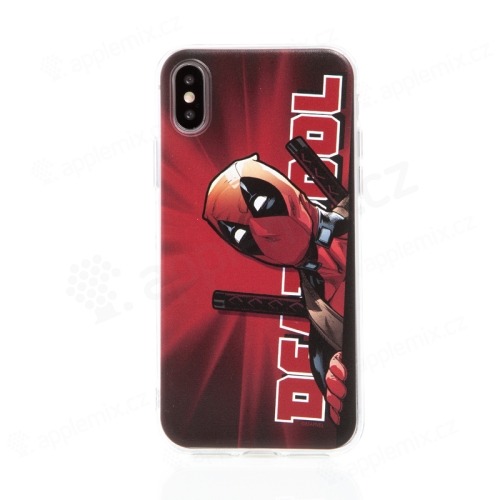 Kryt MARVEL pro Apple iPhone  X / Xs - gumový - Deadpool - červený