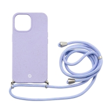 Kryt MOMAX pro Apple iPhone 13 - slaměné kousky - šňůrka - gumový - fialový