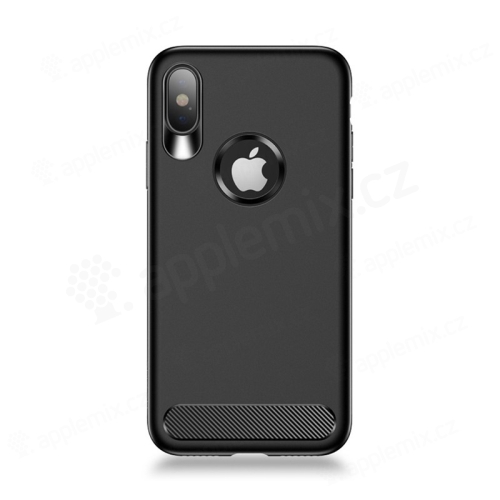 Kryt USAMS Muze pro Apple iPhone X- s výřezem pro logo - gumový - černý