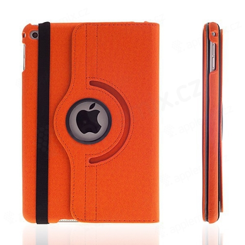 Puzdro/kryt pre Apple iPad mini 4 - 360° otočný držiak a priehradka na dokumenty - oranžová