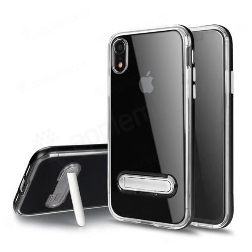 Kryt pro Apple iPhone Xr - stojánek - plastový / gumový - průhledný / černý