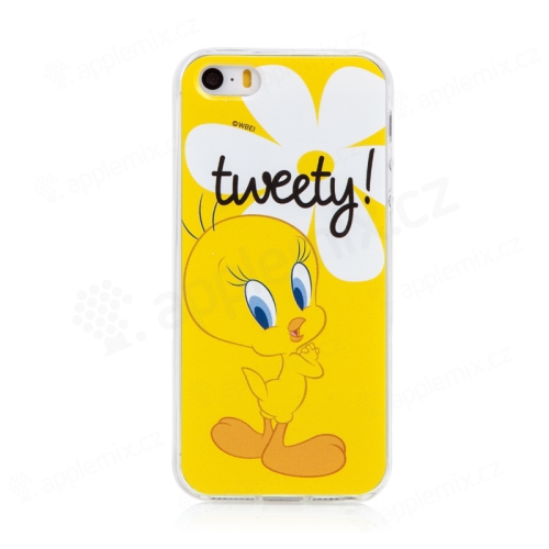 Kryt Tweety pre Apple iPhone 5 / 5S / SE - gumový - žltý s kvetom