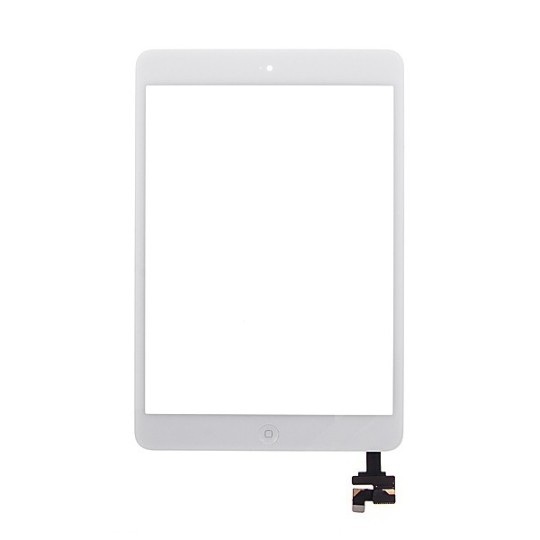 Dotykové sklo (touch screen digi) + IC konektor a flex s Home Buttonem pro Apple iPad mini / mini 2 (Retina) - bílé - kvalita A