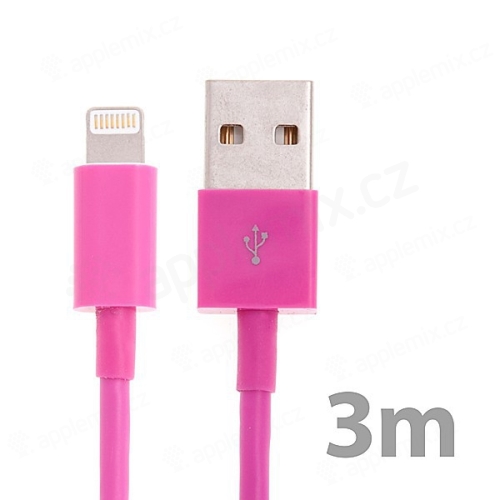 Synchronizační a nabíjecí kabel Lightning pro Apple iPhone / iPad / iPod - silný - růžový - 3m