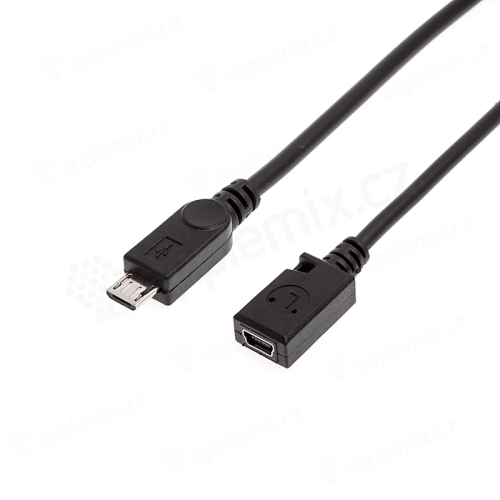 Adaptér/reduktor z mini USB na micro USB - 20 cm - čierny