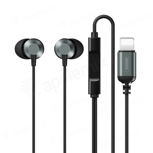 Sluchátka REMAX pro Apple iPhone / iPad - konektor lightning - 1,2m - šedá