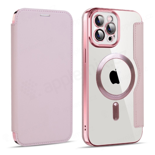 Puzdro pre Apple iPhone 11 Pro Max - Podpora MagSafe - plast / umelá koža - ružové