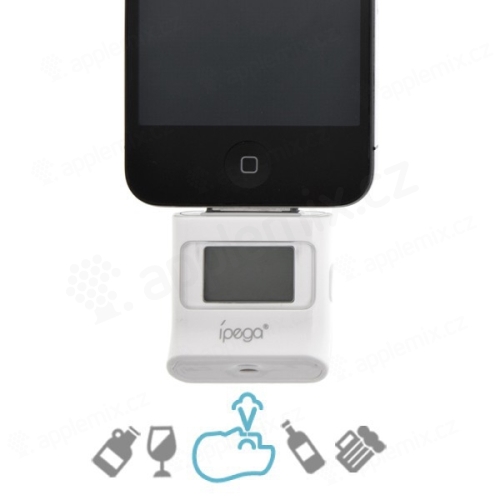 Alkoholtester s digitálním LCD displejem pro Apple iPhone / iPad / iPod - bílý