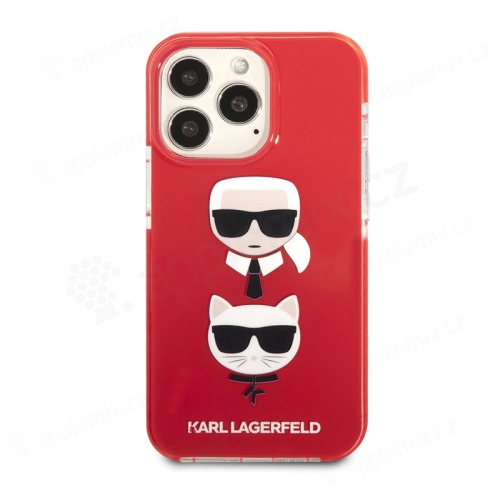 Kryt KARL LAGERFELD pre Apple iPhone 13 Pro Max - Karl and Choupette - plast / guma - červený