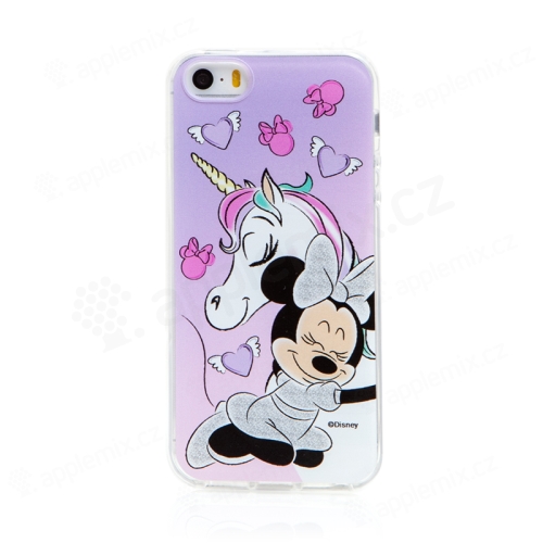 Kryt DISNEY pro Apple iPhone 5 / 5S / SE - myška Minnie - Minnie a jednorožec - gumový