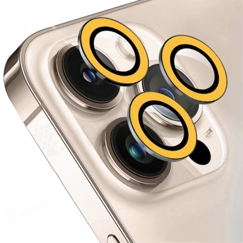 Tvrdené sklo pre Apple iPhone 15 Pro / 15 Pro Max - na šošovku fotoaparátu - svetelné - sada 3 ks - oranžové