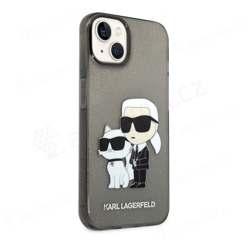 Kryt KARL LAGERFELD Glitter pro Apple iPhone 14 Plus - Karl a Choupette NFT - plastový / gumový - šedý