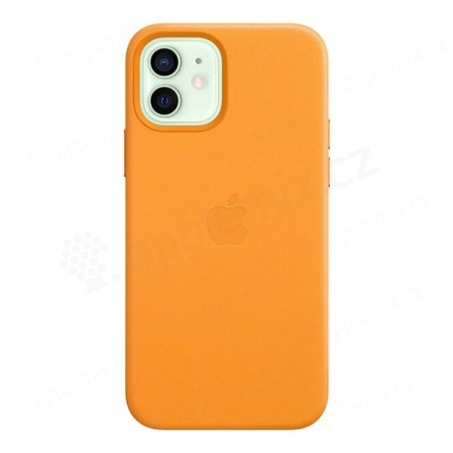 Originálny kryt pre Apple iPhone 12 / 12 Pro - MagSafe - kožený - mesačne oranžový