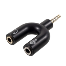 Rozdvojka / přepojka 3,5mm jack na 2x 3,5mm jack sluchátka + mikrofon - ve tvaru &quot;U&quot; - černá
