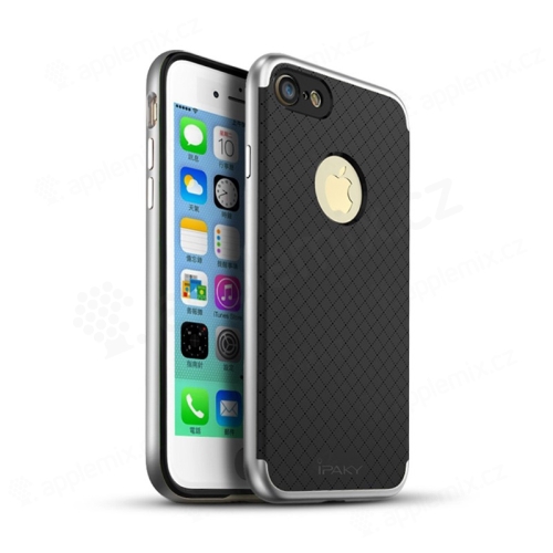 Kryt IPAKY pro Apple iPhone 7 / 8 gumový / stříbrný plastový rámeček