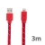 Synchronizační a nabíjecí kabel Lightning pro Apple iPhone / iPad / iPod - tkanička - plochý červený - 3m