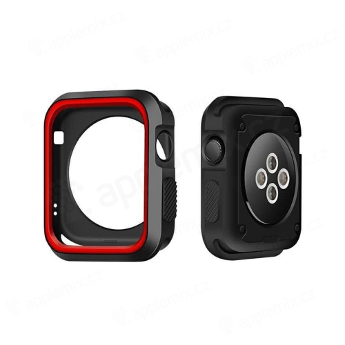 Kryt / rámček pre Apple Watch 38 mm série 1 / 2 / 3 - športový - silikónový - čierny / červený