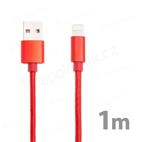 Synchronizačný a nabíjací kábel Lightning pre Apple iPhone / iPad / iPod - nylon - červený - 1 m