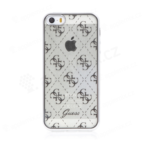 Kryt GUESS pro Apple iPhone 5 / 5S / SE - gumový - průhledný / stříbrný