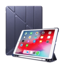 Pouzdro pro Apple iPad 10,2&quot; (2019 - 2021) / Pro 10,5&quot; / Air 3 - origami stojánek - gumové - tmavě modré