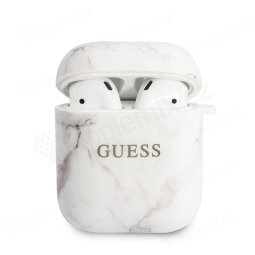 Pouzdro GUESS Marble pro Apple AirPods - gumové - bílé