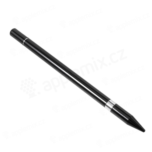 Dotykové pero / stylus - s diskem pro přesnost / přesné + propiska - kovové - černé